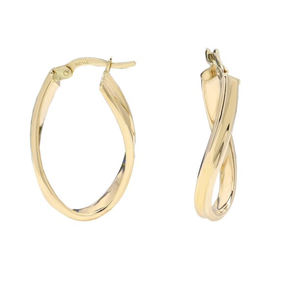 Twisted Italian Gold Hoops real 14k Earrings #36 - Picture 7 of 12